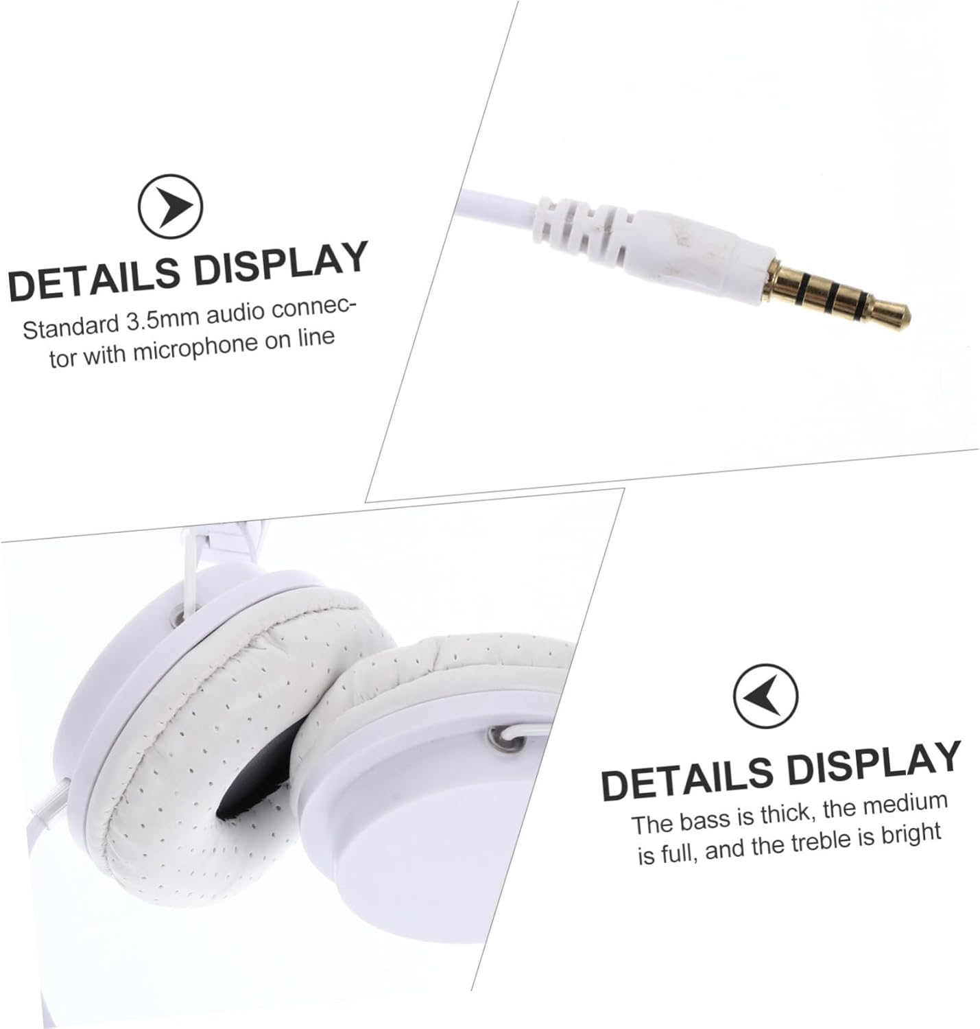 Housoutil Wired Over-Ear Gaming Headset with Mic Skin-Friendly Comfortable Earphones for Play Breathable Design Wide Compatibility Stable Sound Transmission White