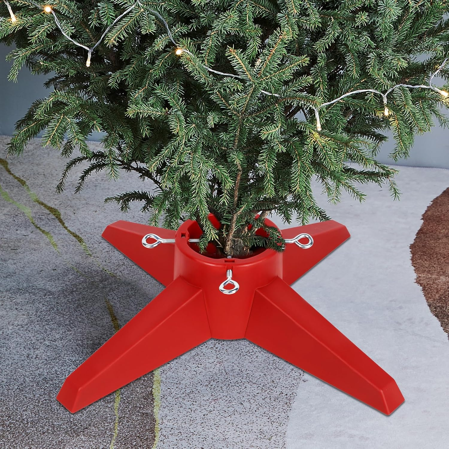 Blissun Christmas Tree Stand, Xmas Tree Base Stand, Christmas Tree Holder for Real Trees, Fits up to 8FT Real and Artificial Trees, Red