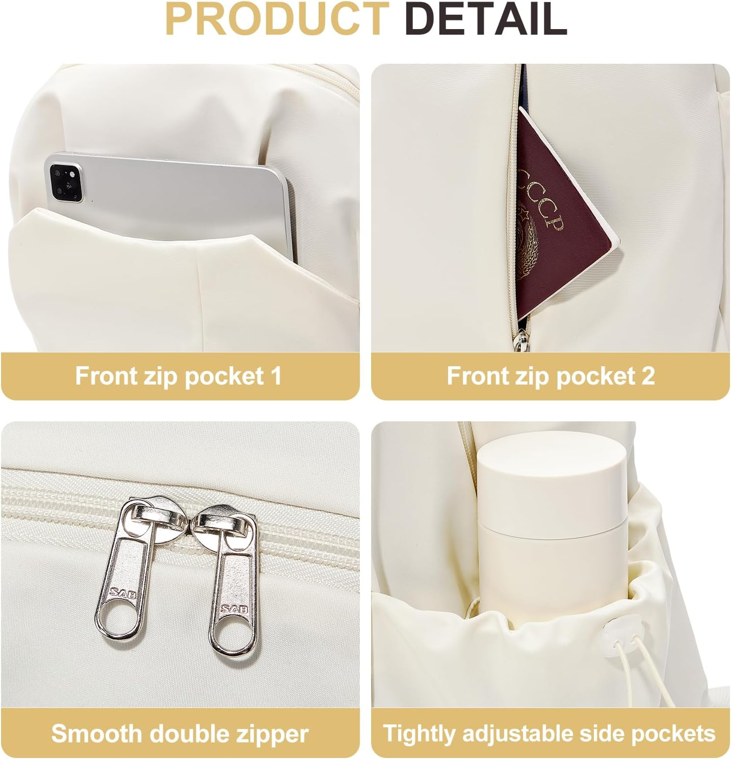 WEPOET Backpack for Women Men Lightweight Small Travel Backpack Simple Work Backpack with Laptop Teacher College Backpack - C2-Beige image number 5