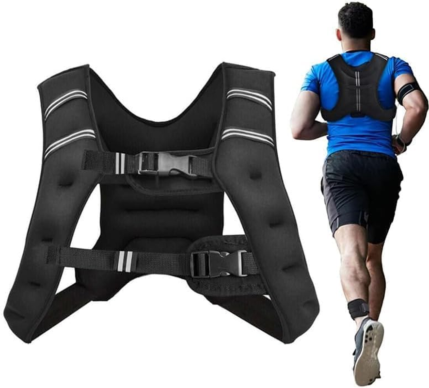Weighted Vest, 3KG/5KG/8KG/10KG Weighted Exercise Vest with Reflective Stripe Adjustable Buckle，Fitness Vest for Men, Women Workout, Strength Training, Running, Walking, Jogging