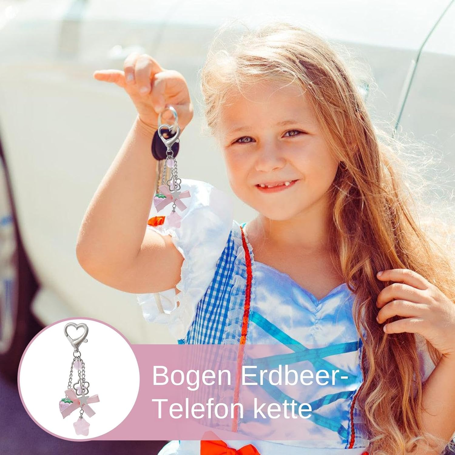 Szaluyk Aesthetic Charm Keychain, Multicolour Fashion, Strawberry Bow Star, Elegant Pouch Wallet Pendant, Phone Accessories Camera Pendant image number 6