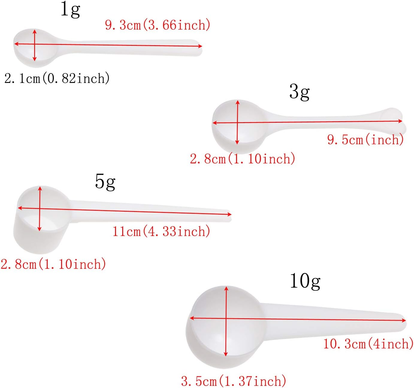 ONLYKXY 1/3/5/10G Measuring Spoons Coffee Protein Milk Powder Scoops Spoon Kitchen Tools image number 4