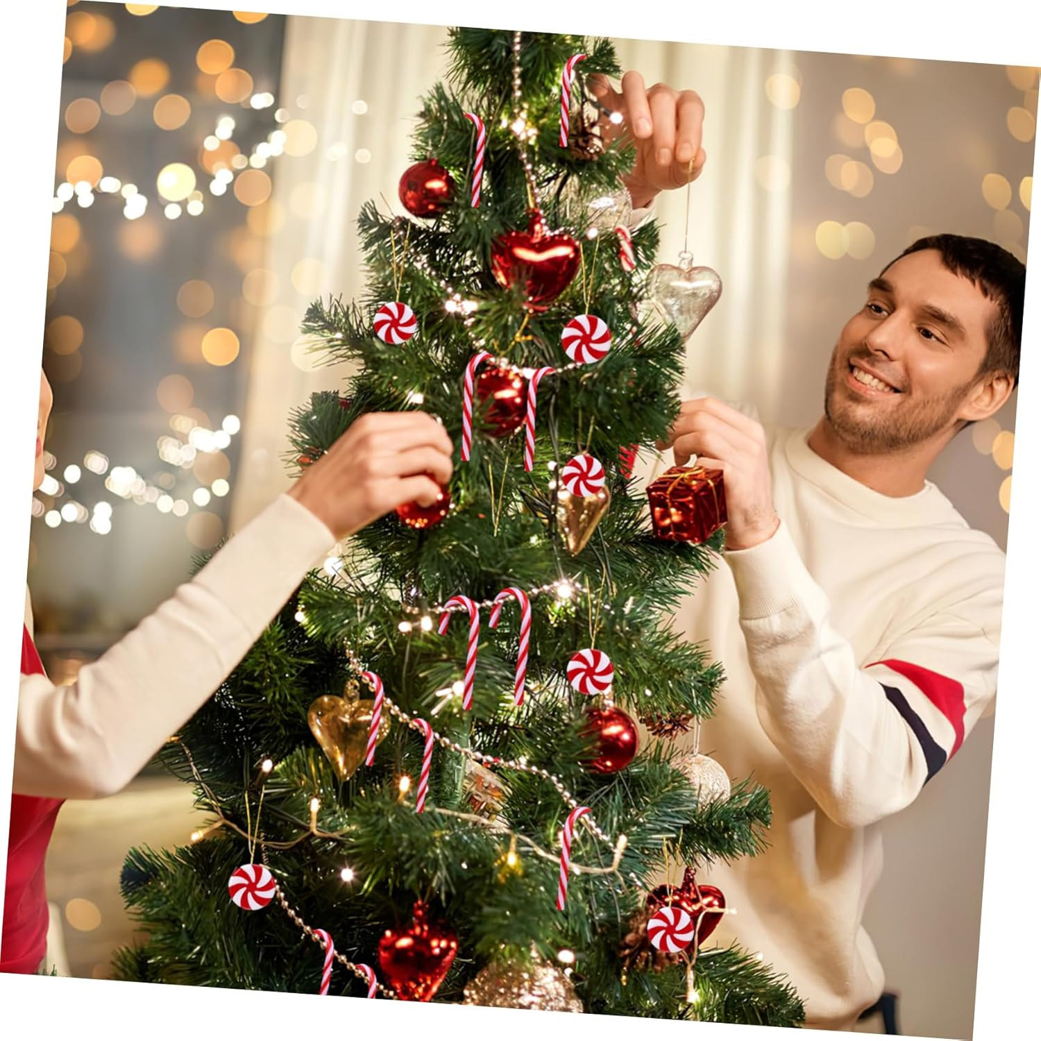 60Pcs Candy Decorations Christmas Tree Candy Ornaments Winter Holiday Ceiling Pendant Christmas Sweets Ornaments Candy Cane Decoration Candy Cane Acrylic image number 2