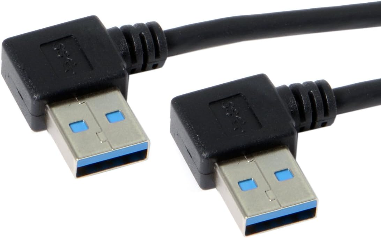 CY 20Cm USB 3.0 Type a 90 Degree Right Angled to Right Angled Data Cable for Hard Drive Computer