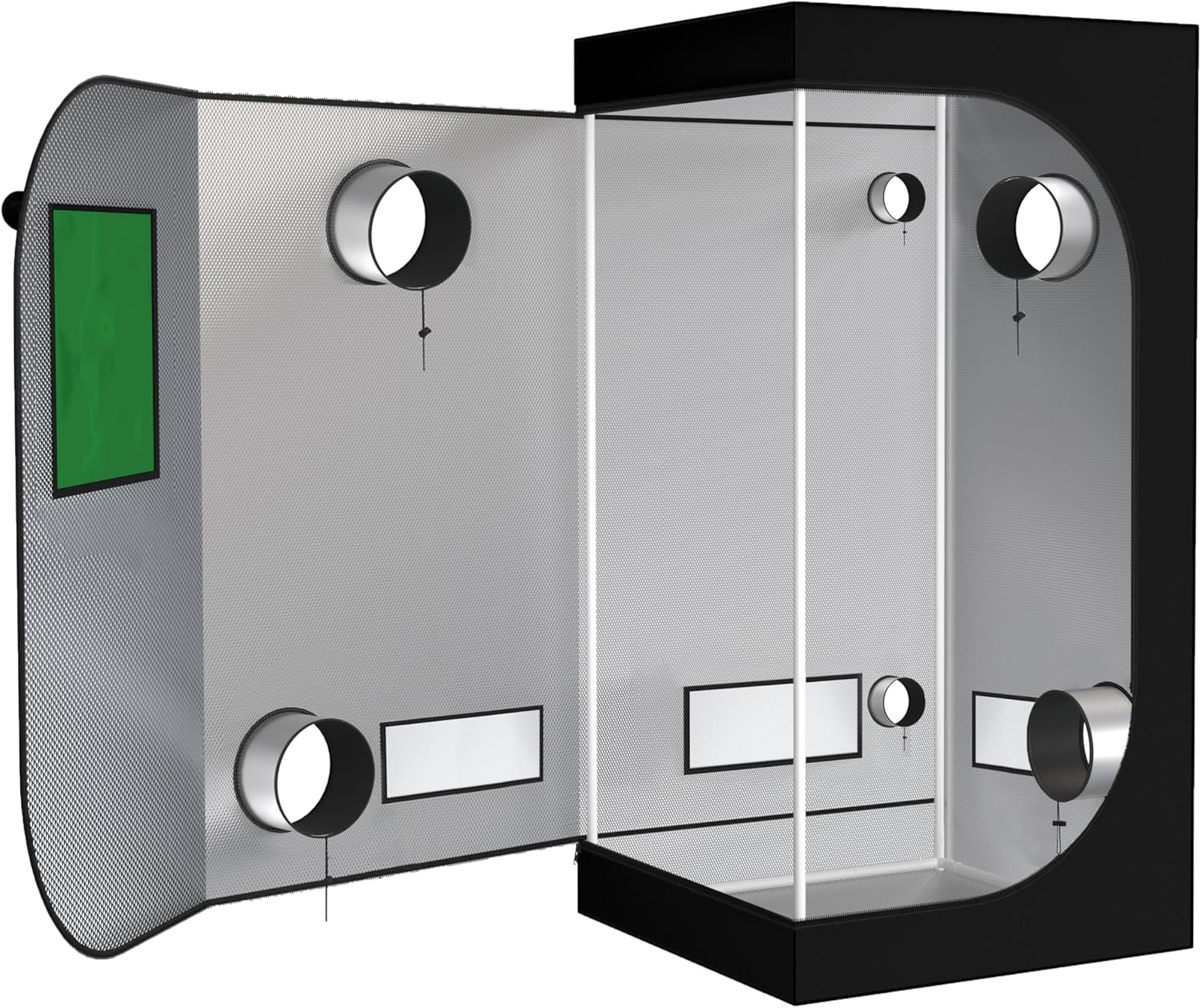 GROZY 80X80X160Cm Grow Tent with Green Window Steel Farme Reflective Mylar 600D Grow Room with Removable Floor Tray View Window for Hydroponics Indoor Plant Growing Room