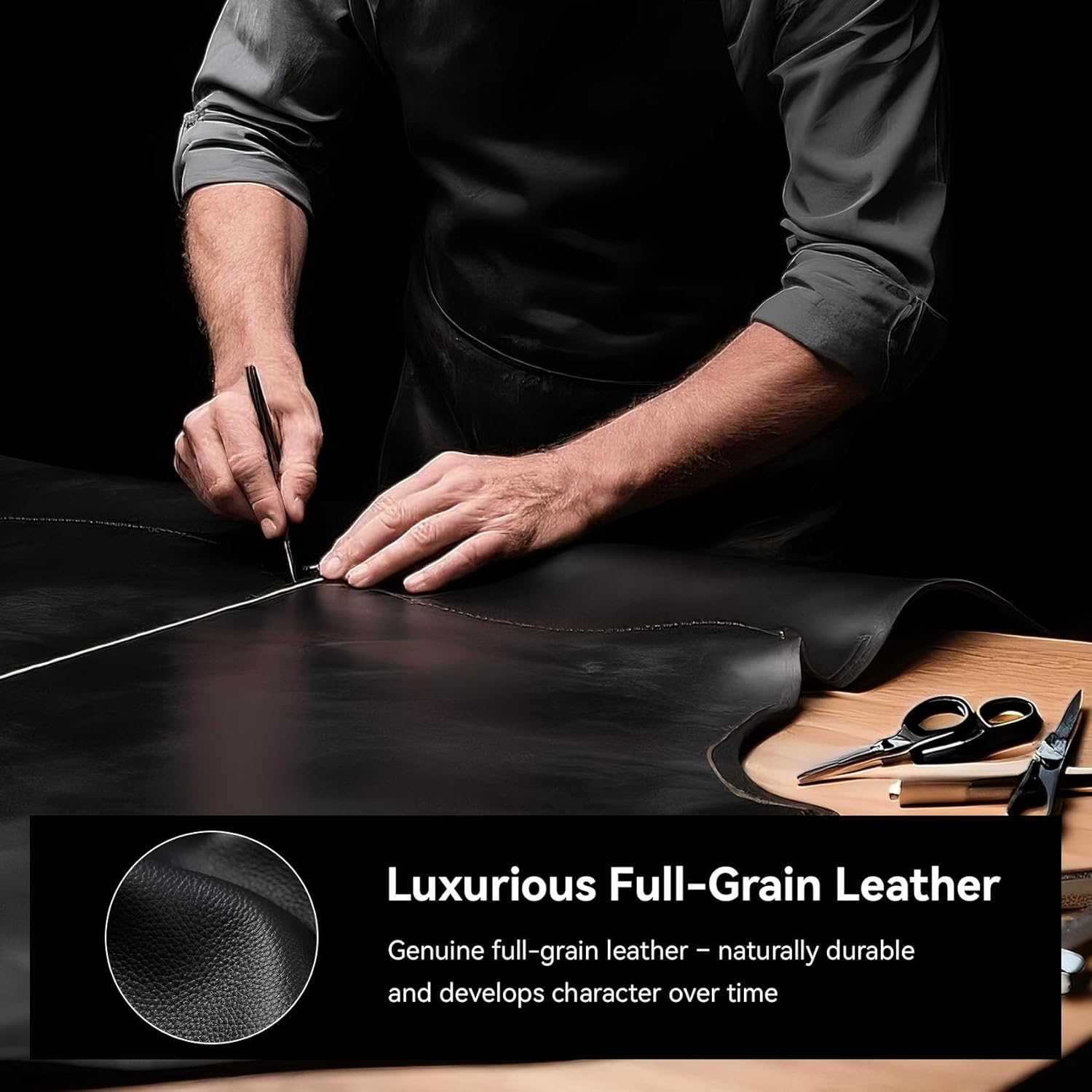 CROSSGEAR Classic Leather Backpack for Men, Lightweight Backpack with USB Charger for Office Work image number 1