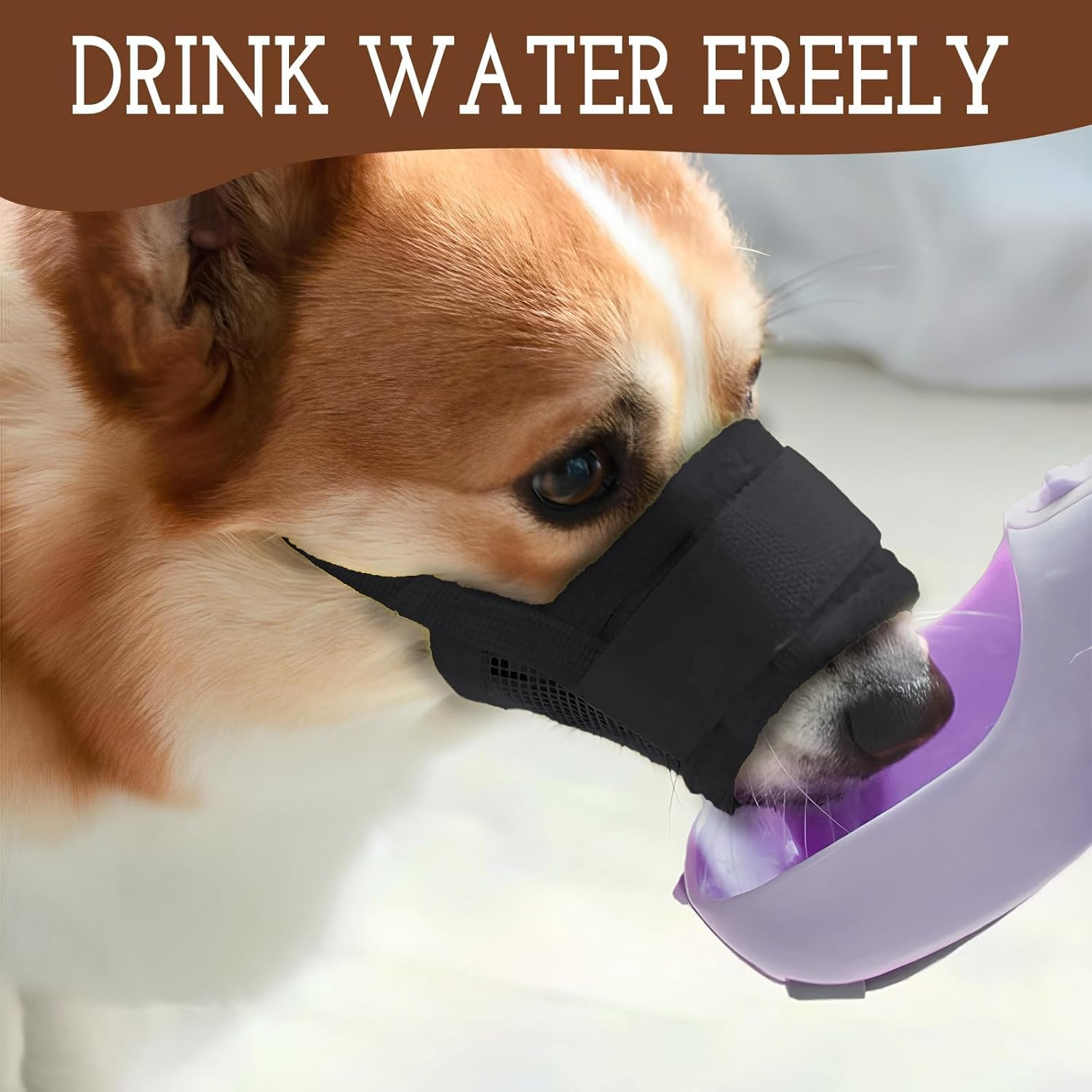 Byhoo Dog Muzzle Cover for Large Medium and Small Dogs Comfortable & Adjustable with Ultra-Breathable Soft Mesh Prevent Biting Barking and Chewing (Fits Mouth Size 7.09-9.45 Inches) image number 6