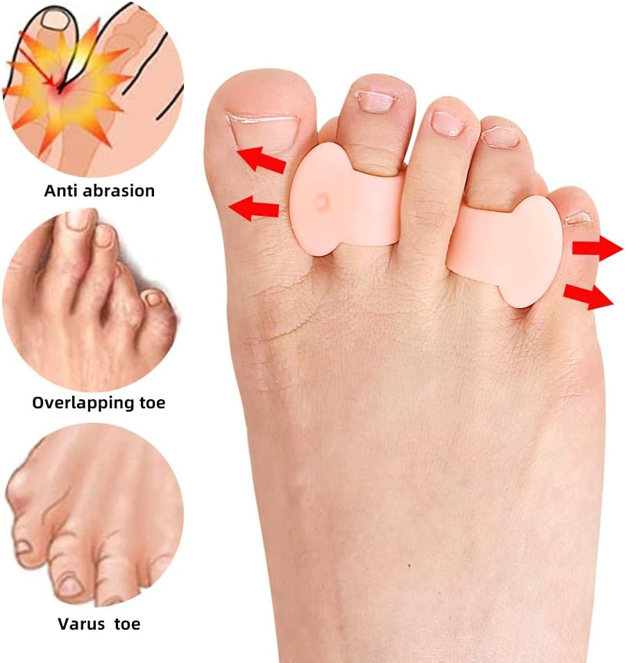 5 Pair Pinky Toe Separators, Little Toe Spacers Relieve Pain from Friction and Pressure Foot Care Tool (Beige) - Beige image number 5