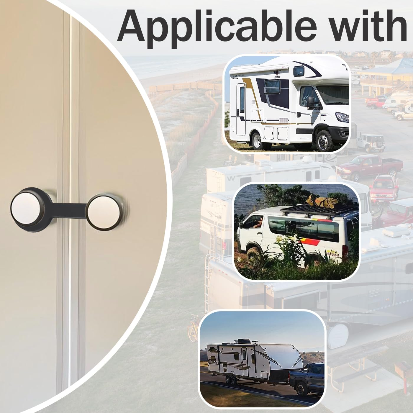 Bestgle 5 Pcs RV Shower Door Travel Latch Strap, 4.5" Silicone RV Camper Bathroom Door Security Lock Straps RV Shower Door Buckle Fit Shower Doors of Camper Travel Trailer Motorhome Third Wheel image number 4