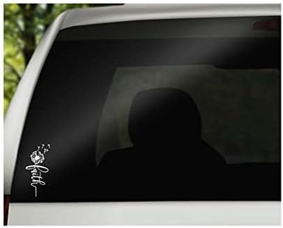 Faith Dandelion Coffee Vinyl Decal | White | Made in USA by Foxtail Decals | for Car Windows, Tablets, Laptops, Water Bottles, Etc. | 2.1 X 4.5 Inch image number 3
