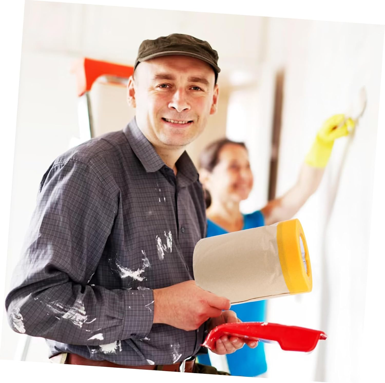 2Rolls DIY Adhesive Kraft Paper Masking Tape for Furniture Floor Multipurpose Paint Protection