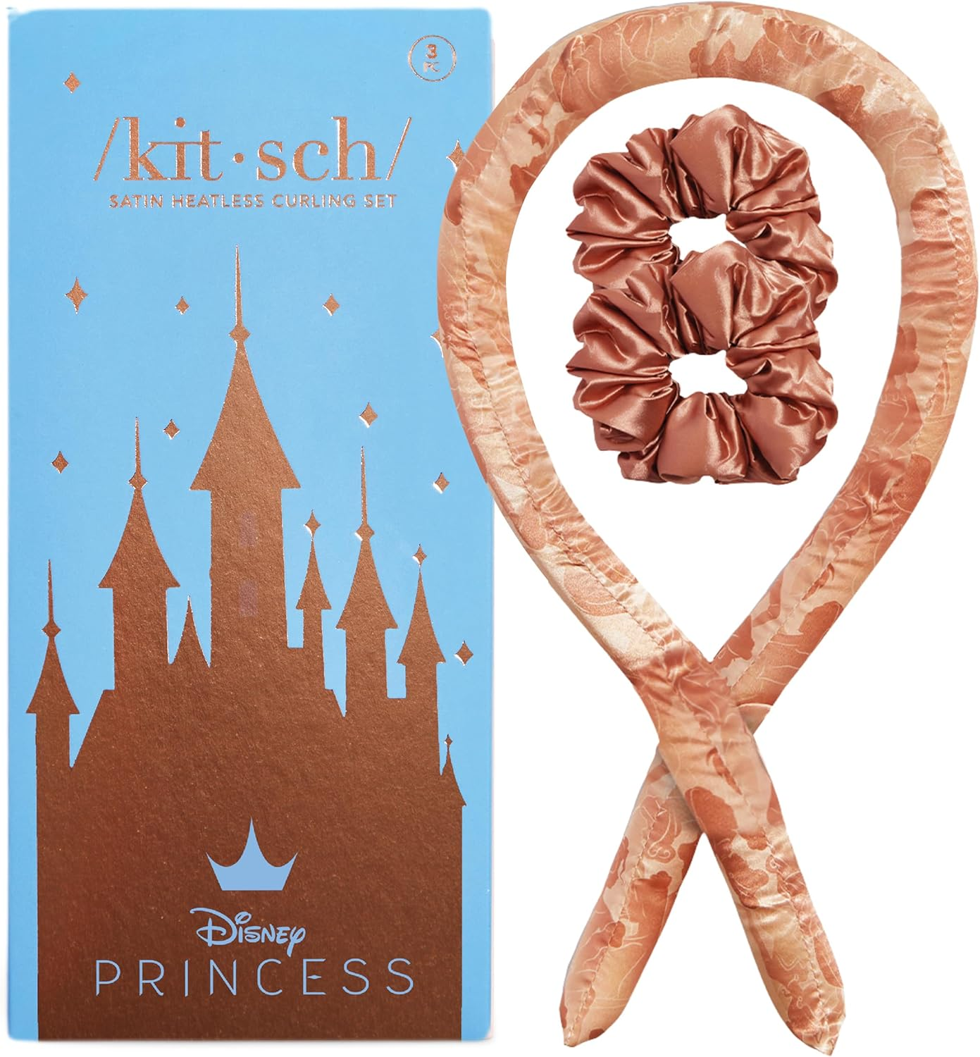 Kitsch Satin Heatless Curling Set - Hair Rollers for Effortless Heatless Curls | Sleep-In Hair Curlers | Includes Hot Rollers & Curling Rod Headband, Achieve Stunning Heatless Hairstyles, Sunsettiedye