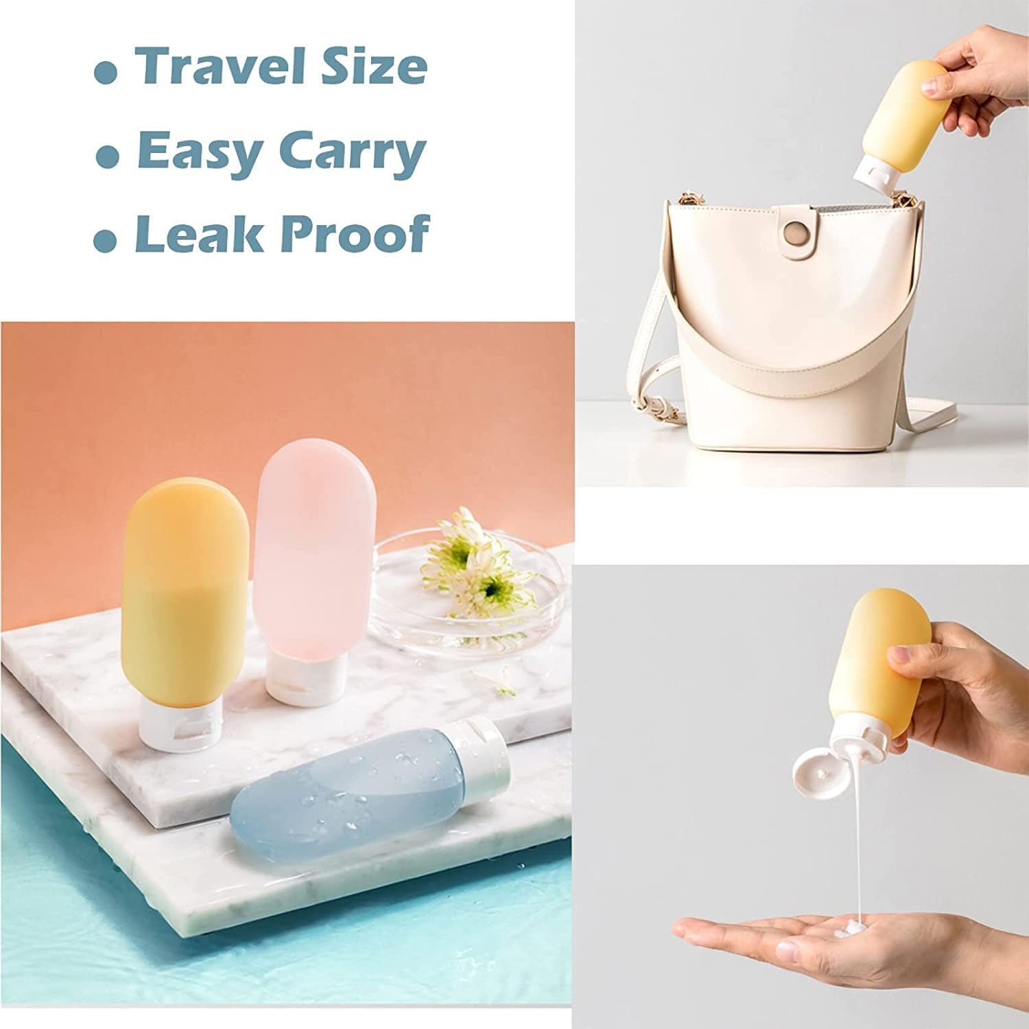 4 PCS PE Travel Bottles, 60Ml/Ea Leak Proof Clear Tubes Set for Toiletries, Squeezable Refillable BPA Free Toiletry Tubes Containers for Cosmetic Shampoo Lotion Soap Liquid with Stickers image number 1