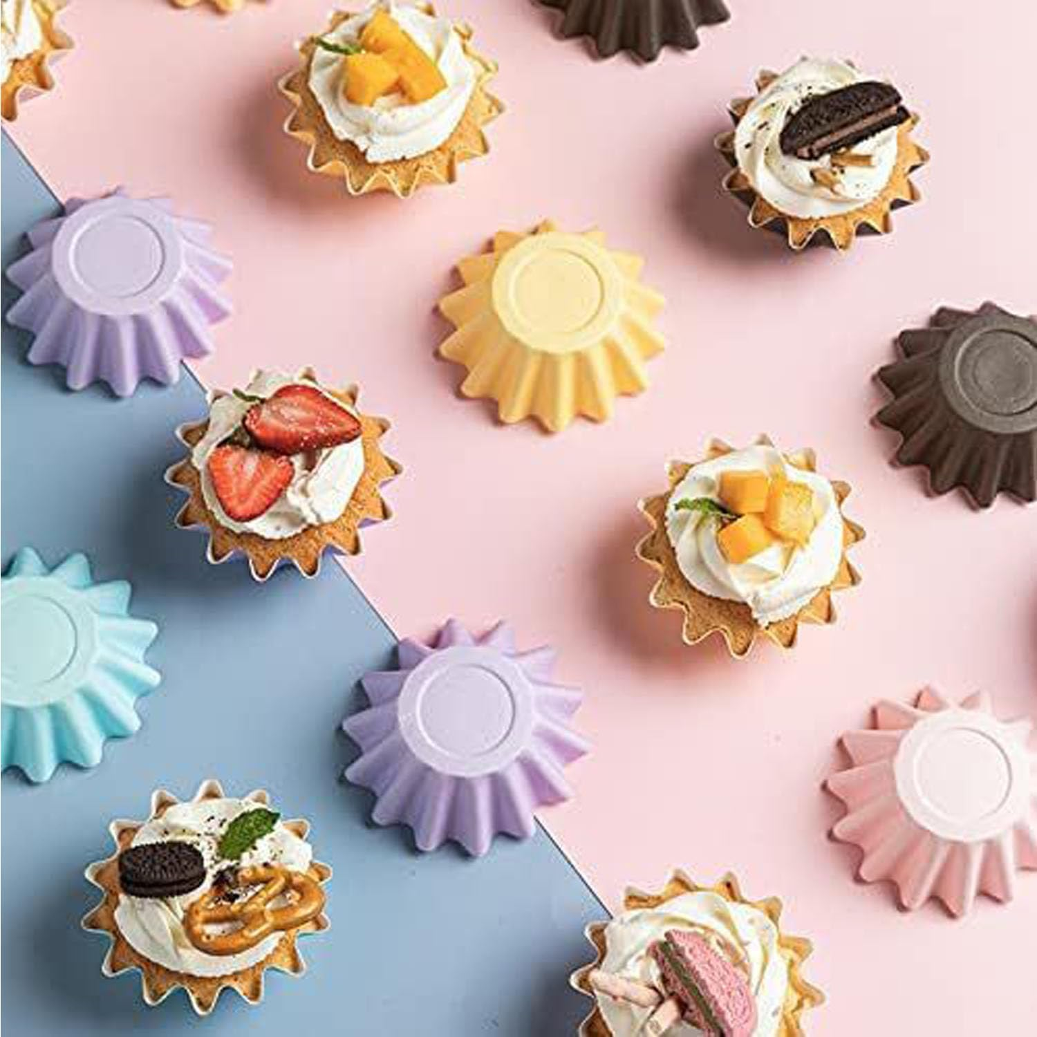 Baking Cups Cupcake Liner 100 PCS, for Wedding Birthday Holiday Party (Multicolor) image number 5