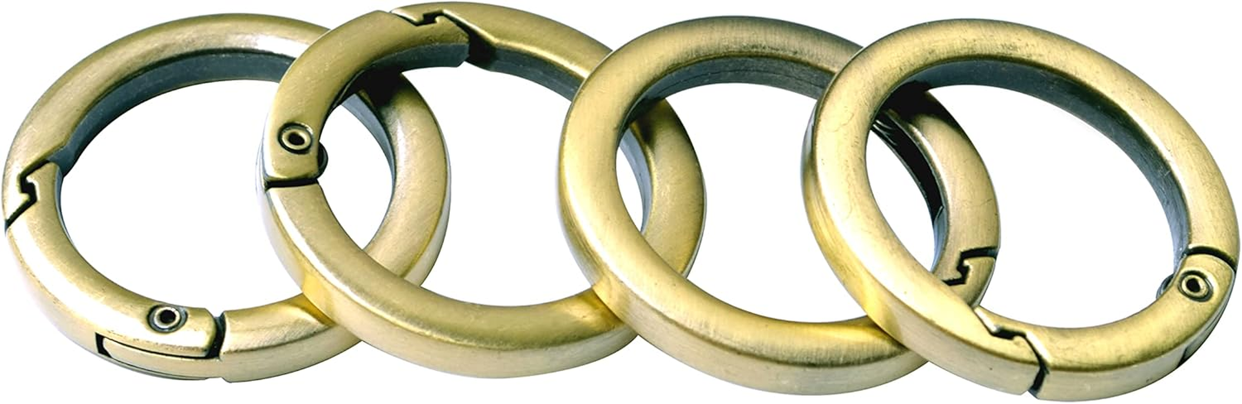 4Pcs round Carabiner Metal Spring Key Ring,Spring Snap Hooks Clip,Spring Keyring Buckle,Flat O Ring for Purses Bbc40-32-Silver