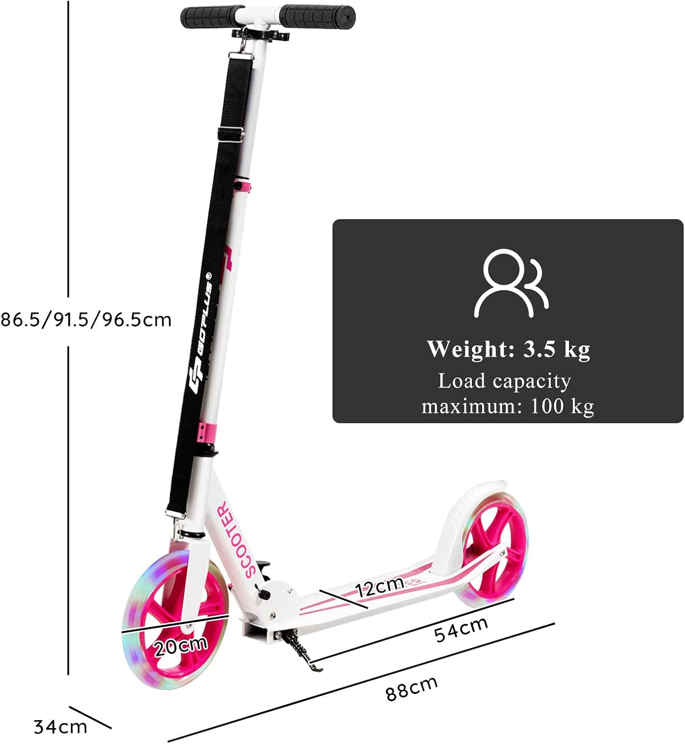 HONEY JOY Kids Folding Kick Scooter, Scooter for Children Teens W/2 Flash Wheels, 3-Level Adjustable Handlebar, Rear Foot Brake, Aluminum Deck, Outdoor Sports Scooter for Boys & Girls image number 5