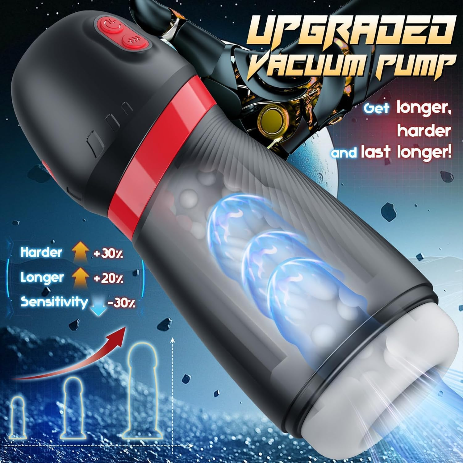Automatic Masturbator, Sucking Masturbators Penis Pump with 9 Suction & 10 Vibrating & Heating Mens Male Sex Toys, Hands Free Pocket Pussy Male Stroker, Adult Sex Toys for Men Penis Pumps (APP Black) image number 3