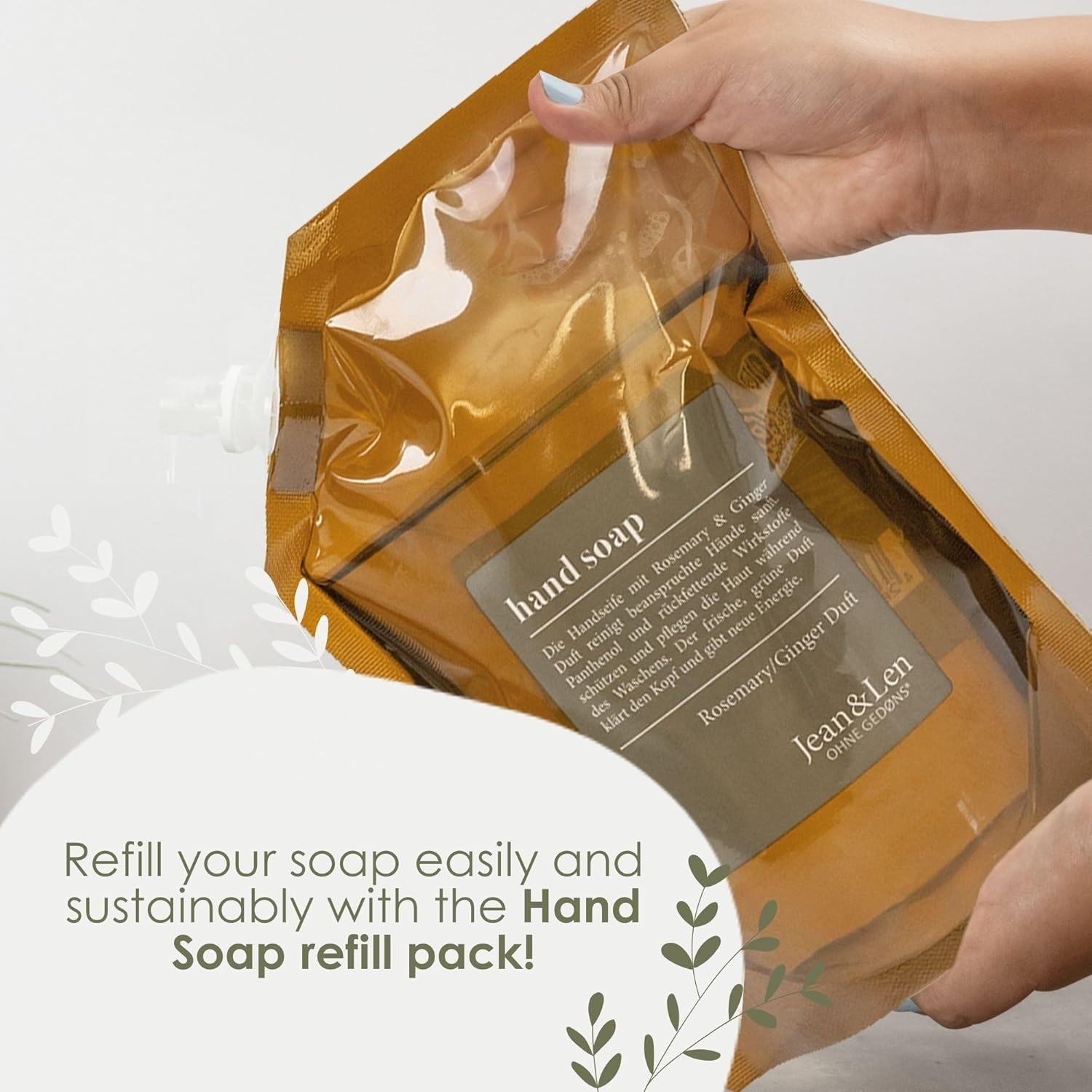 Jean & Len Rosemary & Ginger Hand Soap, Replenishing Effect, Parabens & Silicones, 1 X 250 Ml image number 3