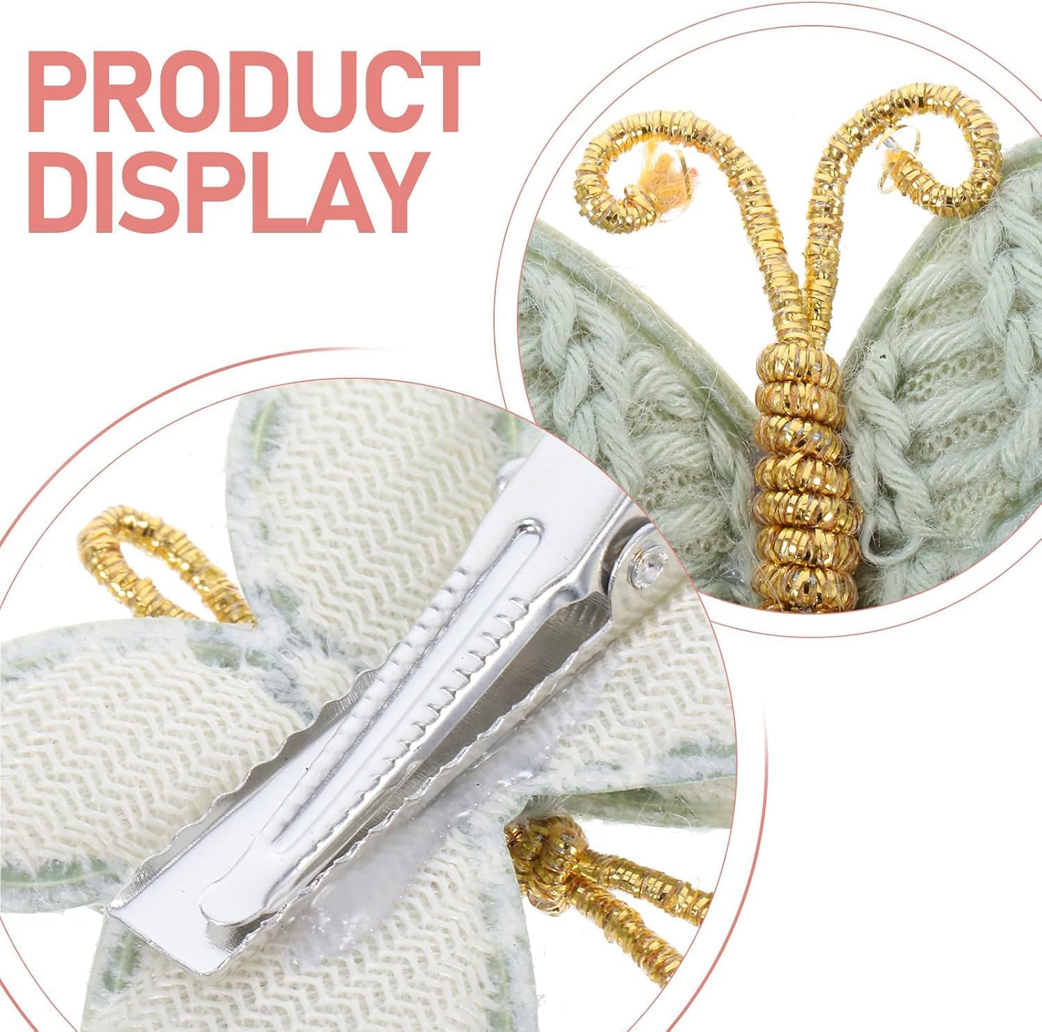 12 Pcs Butterfly Hair Clips,Knitted Butterfly Hair Clip with Yarn,Soft Knitted Wool Barrettes,Hair Clips for Girls with Bows Butterfly Flower,Handmade Barrettes Hair Accessories for Thin & Thick Hair image number 2