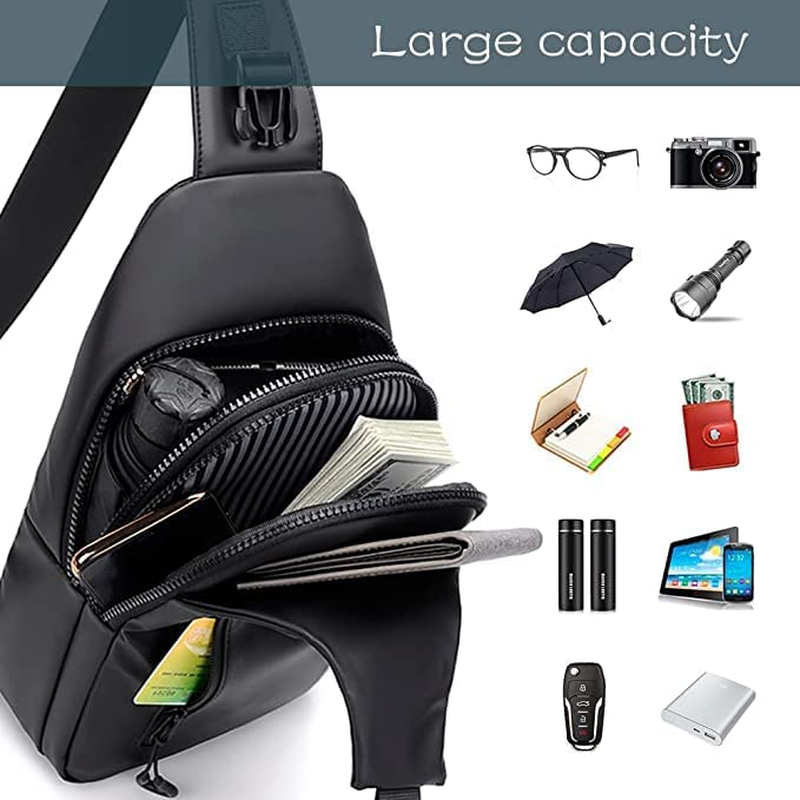 Sling Backpack Chest Bag,Aucorley Lightweight Outdoor Sport Travel Hiking anti Theft Crossbody Shoulder Pack Bag Daypack for Men Women(Black) image number 4