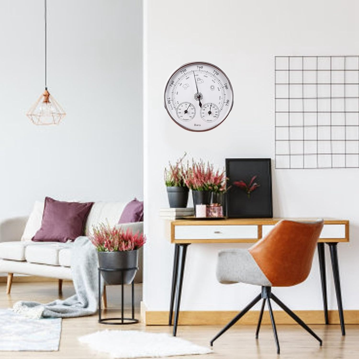 Thermometer Barometer Hygrometer, Wall Hanging Thermometer Barometer Hygrometer Lightweight Easy to Read with Clear Scales for Indoor Outdoor