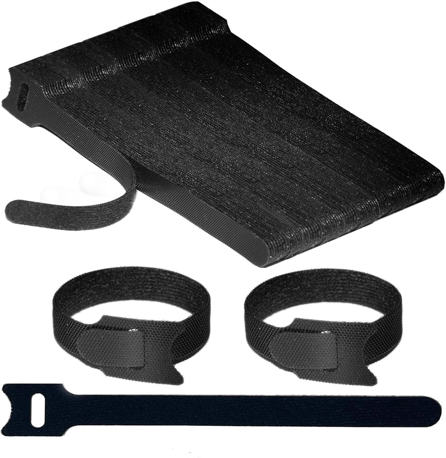 130 PCS 6 Inch Reusable Cable Ties Adjustable Cord Straps, Hook & Loop Wire Organizer for Home, Office & Electronics Cable Management image number 1