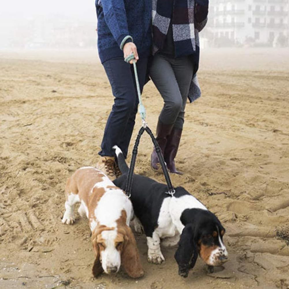 Dual Dog Leash 360 Swivel Rotation Bungee Stretch Reflective for Medium Large image number 3