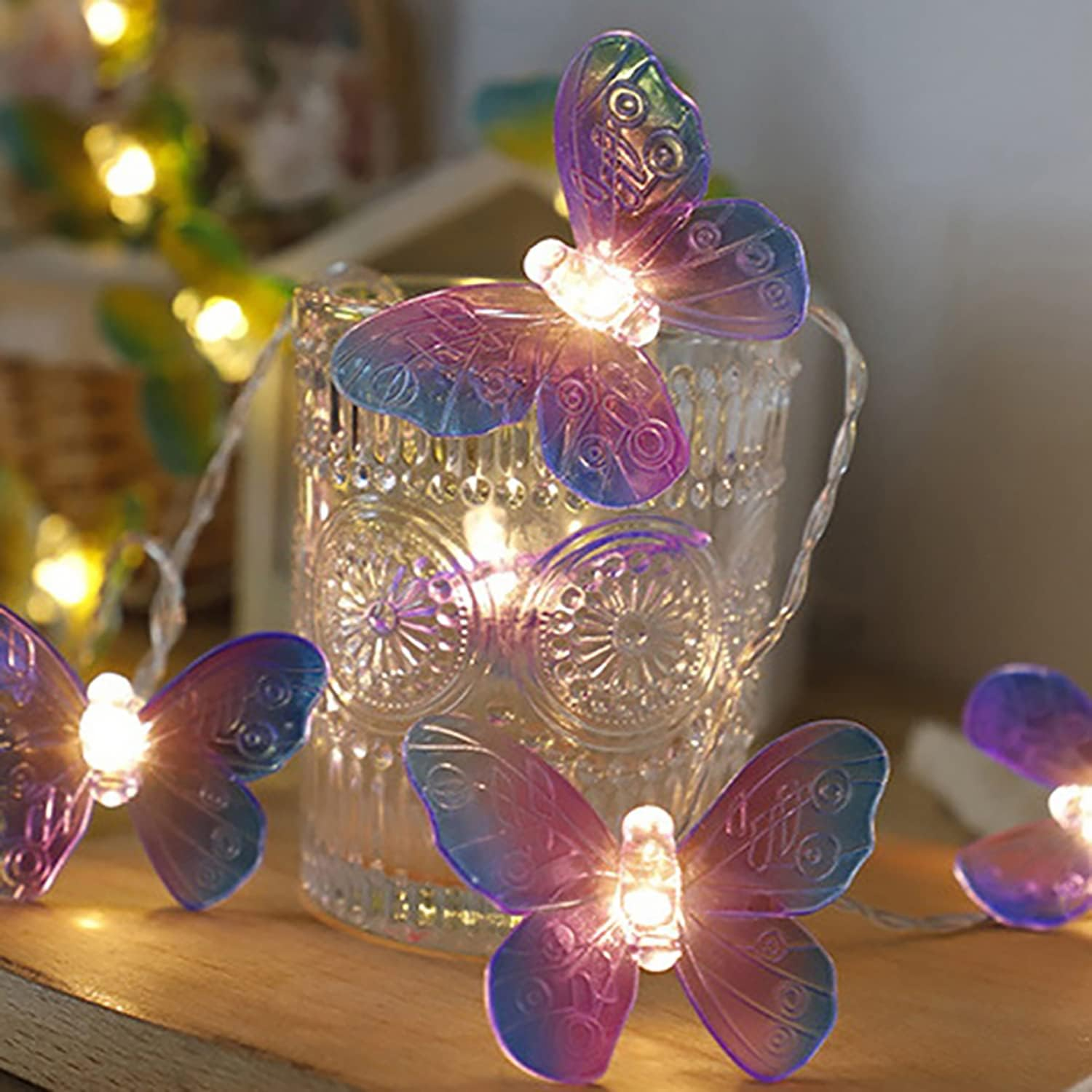 KINGCOO Butterfly String Lights, 3M 20LED Butterfly Battery Operated Indoor Outdoor Fairy Decorative Lights for Home Bedroom Party Birthday Summer Garden Wedding Christmas Lighting Decoration