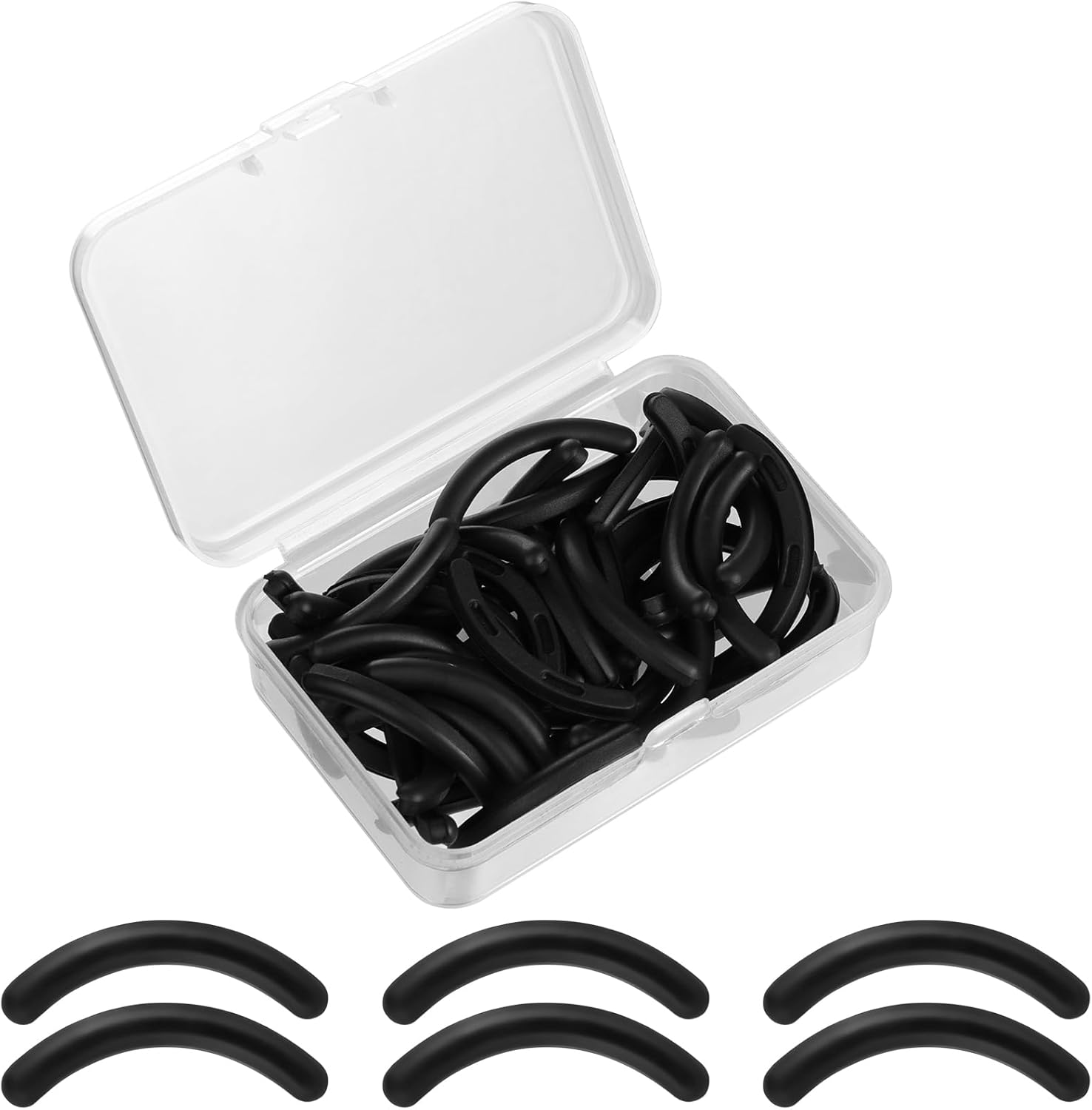 BUTBU 50Pcs Eyelash Curler Refills, Eyelash-Curlers Pads, Silicone Rubber Curlers Replacement Pad, Durable Rubber Strips for Universal Eyelash Curler (Black) image number 6