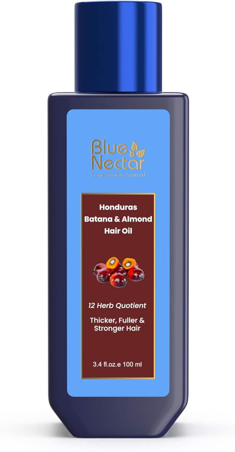 Blue Nectar Batana & Almond Hair Oil for Thicker & Fuller Hair (12 Herbs, 100Ml) image number 1
