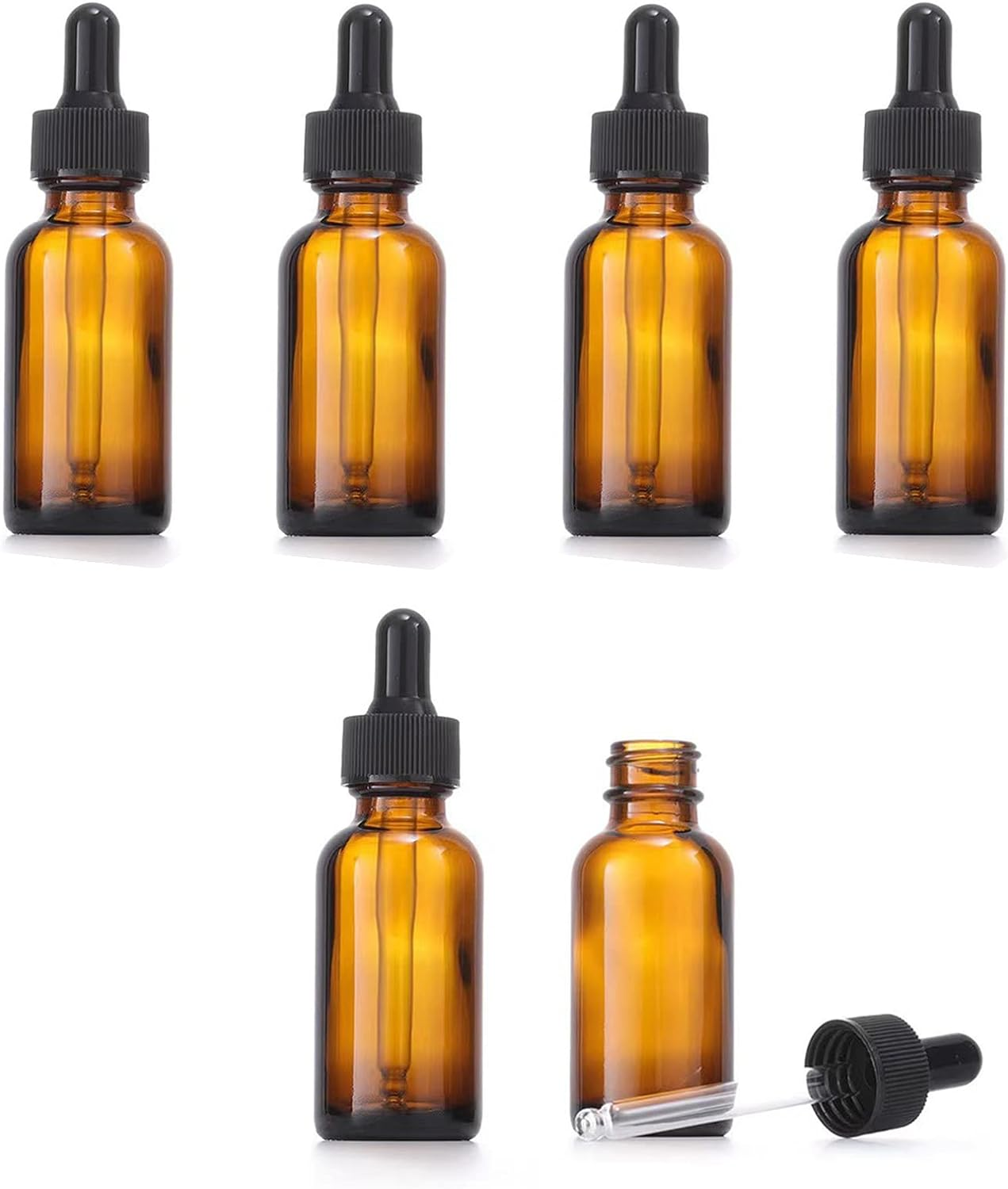 25 PCS Glass Tincture Bottle, Boston round Glass Bottle Amber, with Glass Dropper 5Ml image number 4