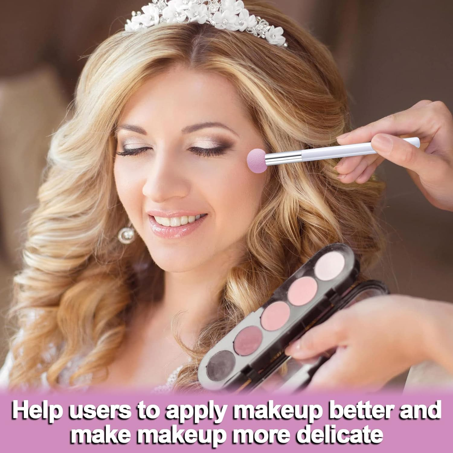 PAGOW 6Pcs Sponge Makeup Applicator with Handle, Sponge Eyeshadow Applicators Makeup, Eyeshadow Sponge Brush, Cotton Eye Makeup Eyeshadow Brushes for Women Girls (4.5 Inch Long) Washable image number 5