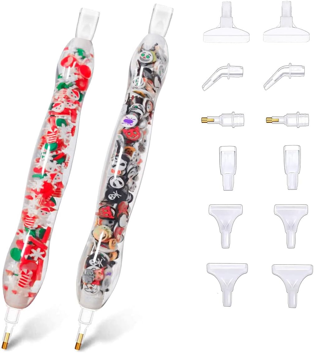 Praise V Do 2PC Diamond Painting Pen, Diamond Art Pen, Diamond Painting Drill Pen Only, Handmade Resin 5D Diamond Painting Art Pen Kits Tool Accessories Nail Stylus (Purple Orchid)