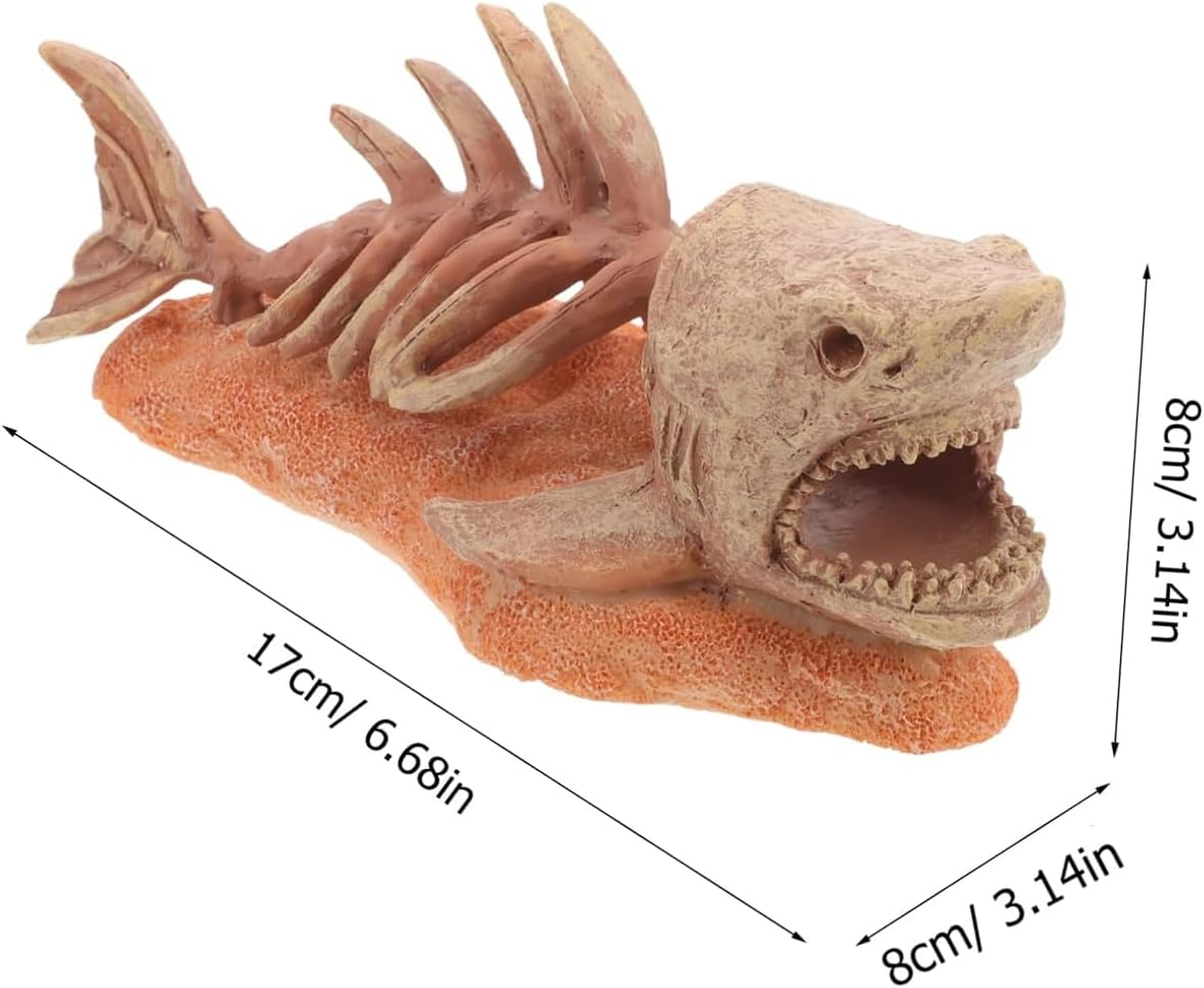 AIMALL Simulation Dinosaur Skull Resin Ornament for Aquarium Fish Tank 3D Rockery Escape Cave Aquatic Landscape Decor Beige Fossil Skull 6.68X3.14X3.14In image number 3