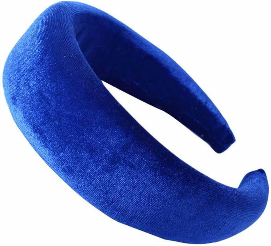 SHTGOI Headband Velvet Fabric Sponge Thick Headband Retro Style Padded Hair Band Soft Non-Slip Candy Colour Wide Headbands Outdoor Elegant Headpiece for Women and Women White image number 3