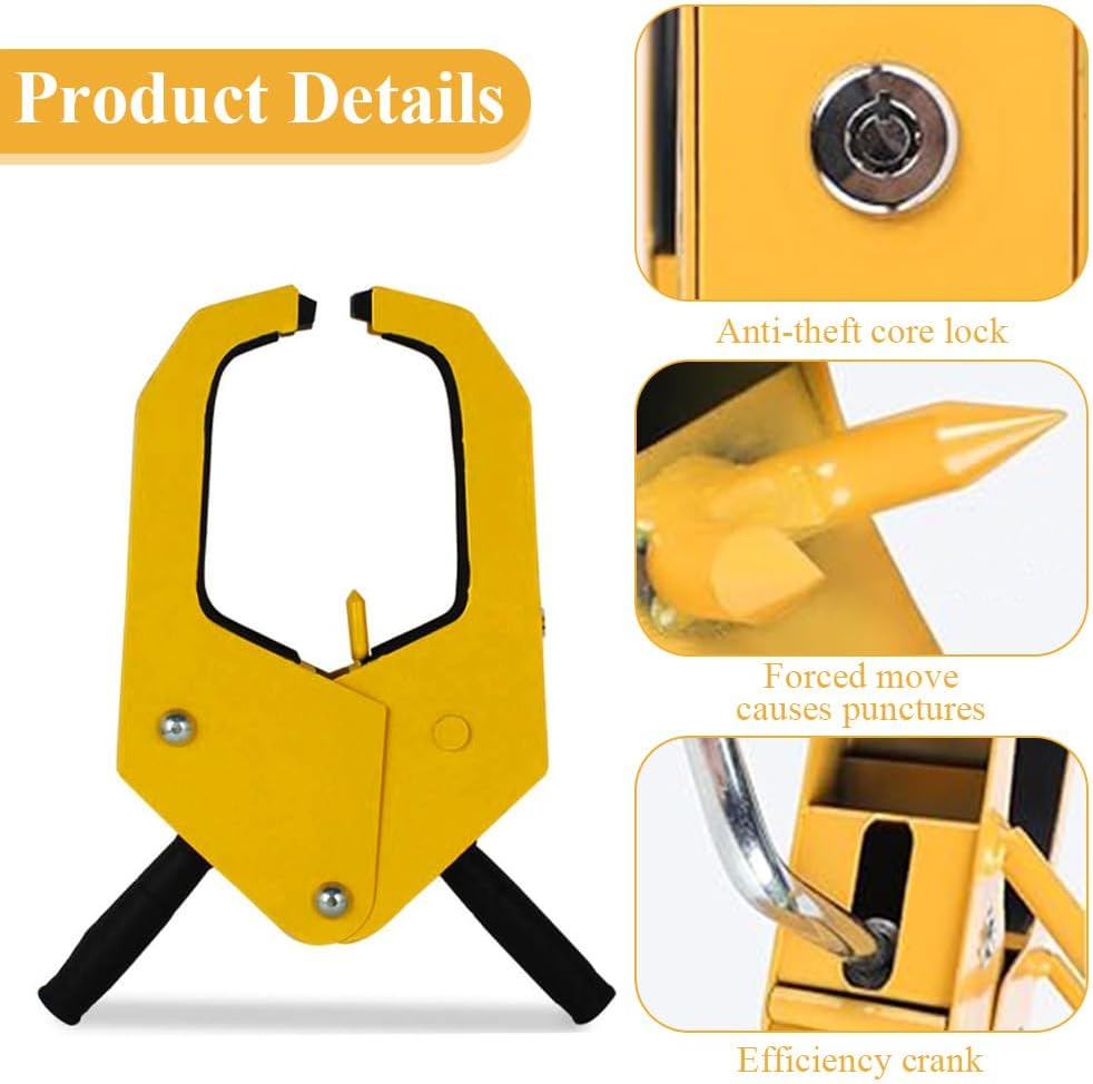 Adjustable Tire Boot Lock, Portable Wheel Lock, Universal Anti-Theft Lock, Automobile Security Tire Lock, for Car, Truck, UTV, ATV Parking Little Surprise image number 5