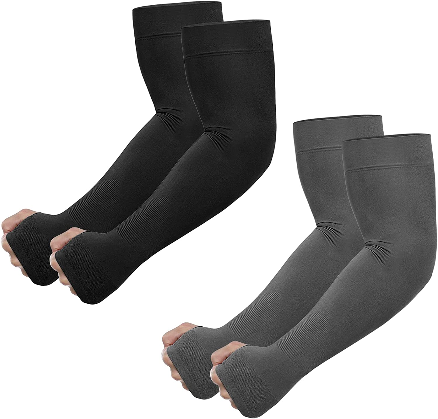 Arm Sleeves with Thumb Hole for Women Men Youth, UV Sun Protection Compression Cooling Sleeves to Cover Arm Tattoo