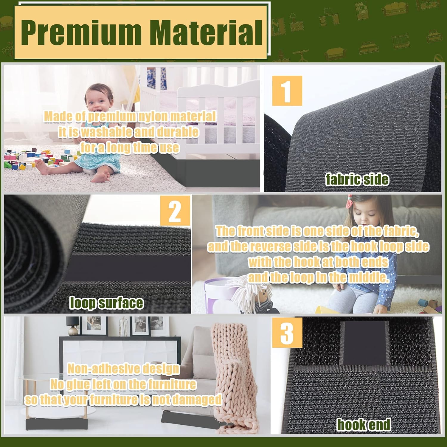 STAY GENT Toy Blocker for under Bed and under Couch, under Couch Blocker under the Bed Gap Blocker Bumpers to Stop Kids Pets Dogs and Cats Toys Going under Furniture Gaps, 15Cm X 7M image number 2