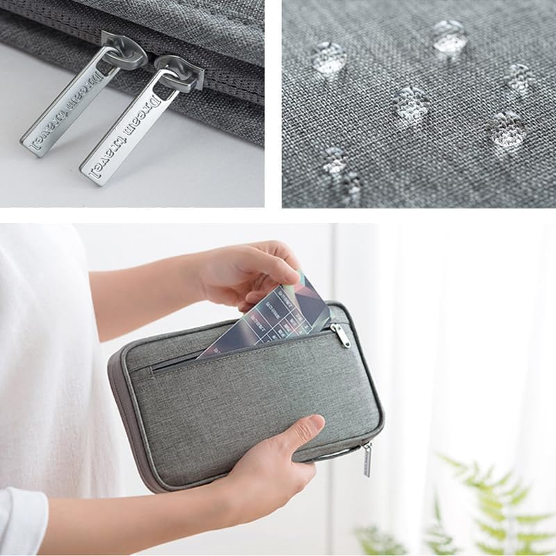 Large Waterproof Passport Card Holder Travel Document Wallet Bag (Black) image number 4