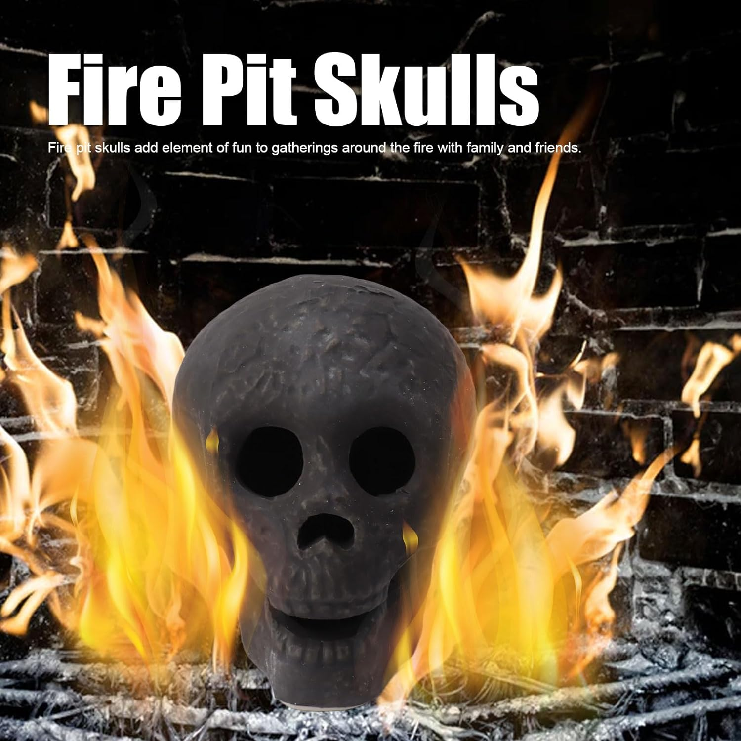 4Pcs Fireproof Fire Pit Skull, Fireproof Imitated Human Skull Ceramic Fireproof Rock, Halloween Skull Shaped Fire Stones for Fire Pit Bonfire Campfire Fireplaces Halloween Decor image number 2
