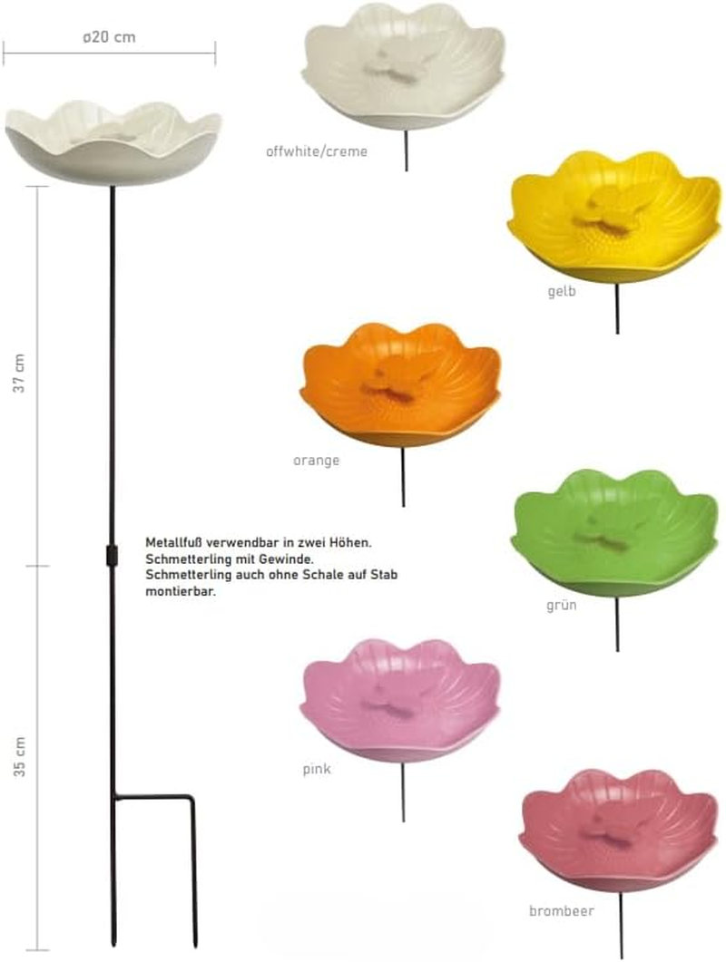 Klocke Dekorationsbedarf Bird Bath Garden Stake Diameter 20 Cm Butterfly - 6 Colours to Choose from (Pink, Diameter 20 Cm)