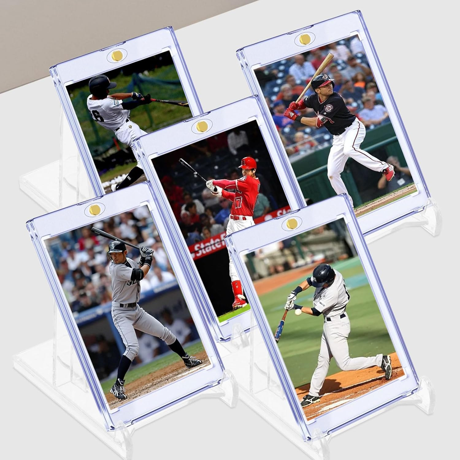 Trading Card Display Stand 25 Pack Card Stands for Sports Cards &ndash; Clear Acrylic Trading Card Stands for Top Loaders, Magnetic Holders, Screwdowns Baseball Sports Card Holder Stand Graded Card Display image number 3