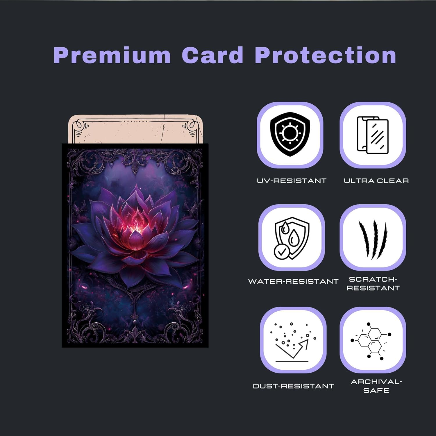 Trading Card Sleeves &ndash; 100Ct - Glossy Art Back, Clear Front (66 X 92 Mm) &ndash; Fits MTG & Sport Cards, Collector Deck Protectors (Lotus) image number 1