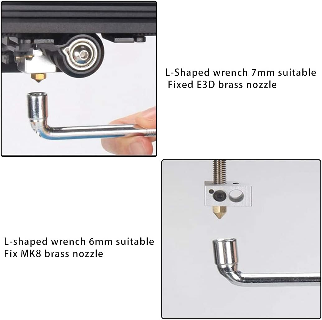 ATNSINC 6Mm 7Mm L-Shaped Hexagonal Wrench Tool for Fixed Mk8 Ender 3 for E3D Brass Nozzle Included Copper Wire Toothbrush 3D Printer Accessories (B) - B image number 5