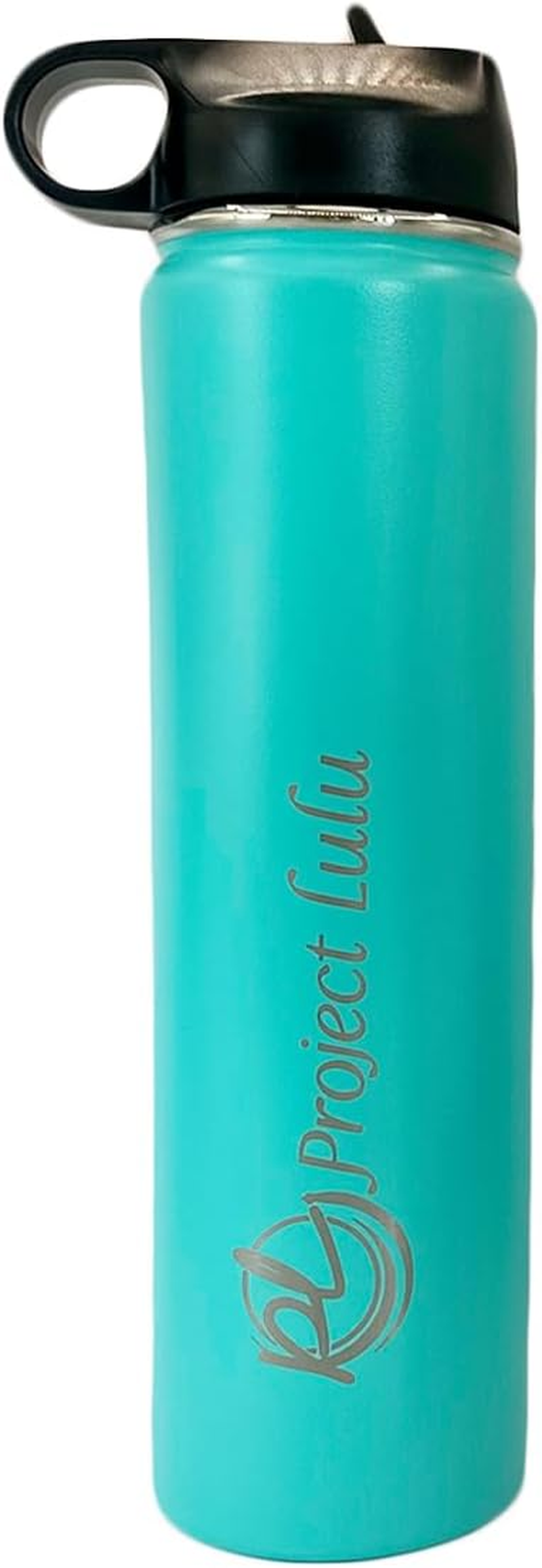 Project Lulu Insulated Stainless Steel Water Bottle Handle Flip Top with Straw 24Oz (Marshmallow White, 24Oz)