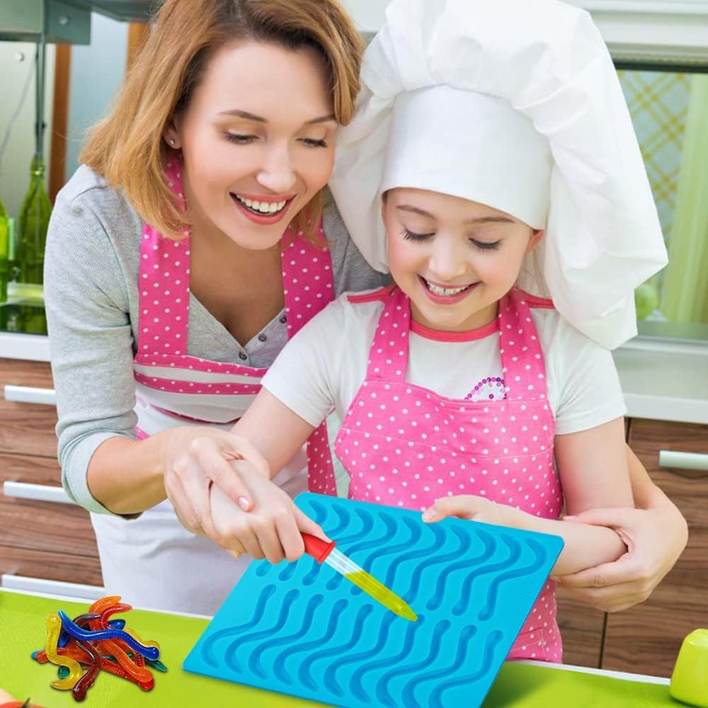 AU Gummie Snake Mold DIY Edible Gummy Snakes Lollies Candy Lolly Silicone Mould Sky Blue image number 1