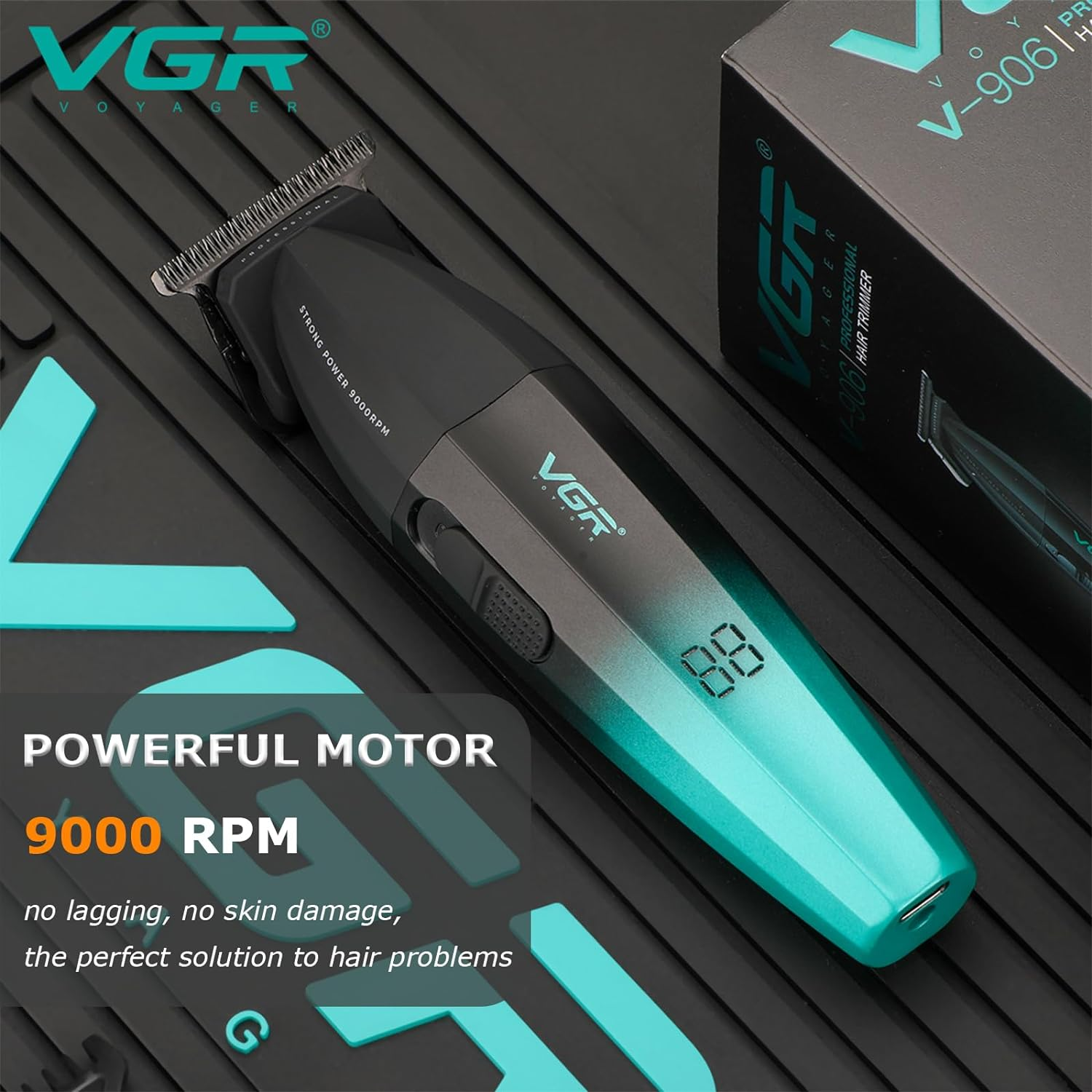 VGR 906 Fresh Fade Professional Hair Trimmer, 9000Rpm, Zero Gapped Beard Trimmer for Men, DLC T-Blade Wireless Hair Clipper/Trimmer for Barbers and USB Rechargeable, Gold image number 5