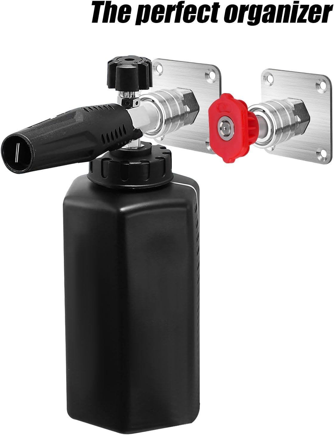 PEUTIER 2 Pieces Pressure Washer Foam Cannon Holder, 1/4" Quick Connect Automatic Foam Cannon Wall Mount Bracket, Stainless Steel Nozzle Tip Holder Pressure Washer Gun Accessories Storage Rack image number 1