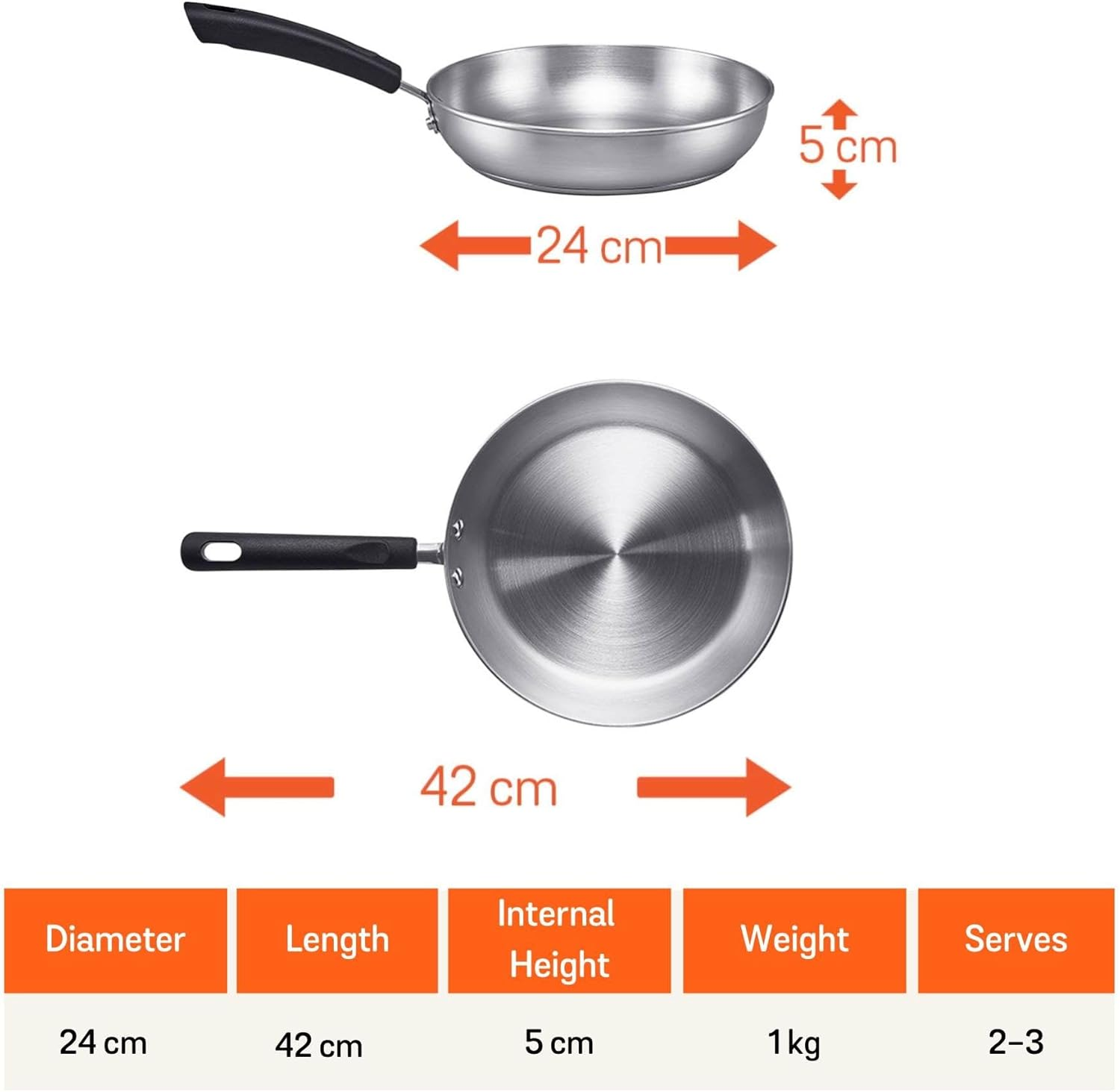 Meyer Centennial Stainless Steel Frypan 24Cm, Induction Compatible, Tri-Ply Base, Scratch Resistant, Dishwasher & Oven Safe to 180&deg;C, Silver, Non-Toxic Frying Pan image number 5