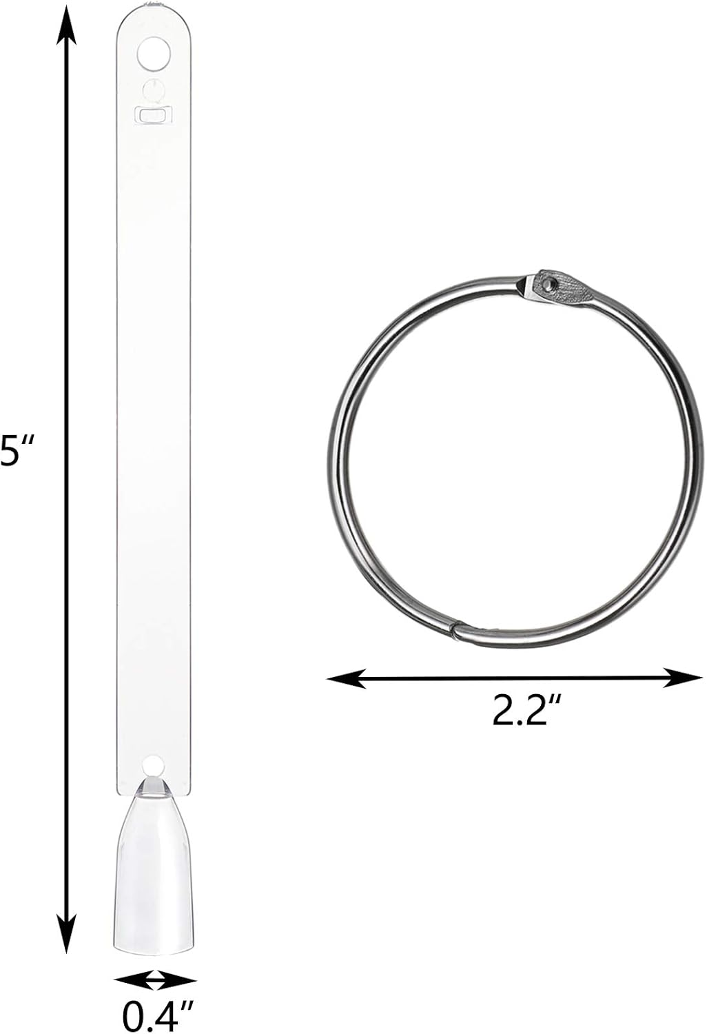 Hedume 12 Set Total 600 Tips Clear Nail Swatches Sticks with Metal Screw Split Ring Holder, Transparent Fan-Shaped Nail Art Tips, Nail Art Supplies for Nail Art Polish Display and Home DIY image number 1